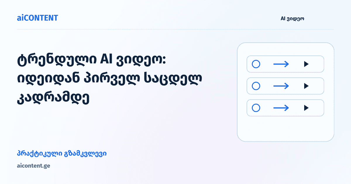 ტრენდული AI ვიდეო: იდეიდან პირველ საცდელ კადრამდე